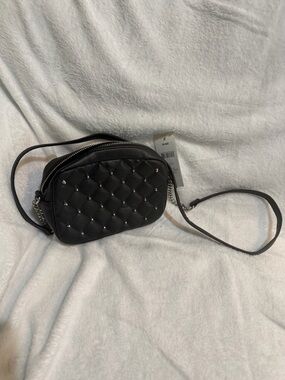 Rebecca Minkoff Black Quilted Stud Crossbody with Chain Detail